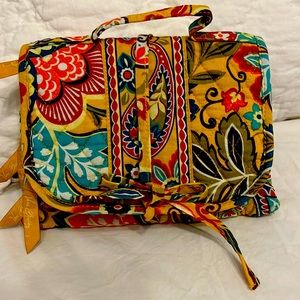 Vera Bradley 3 Zipper Compartment Make Up Travel Bag Yellow Provencal Floral